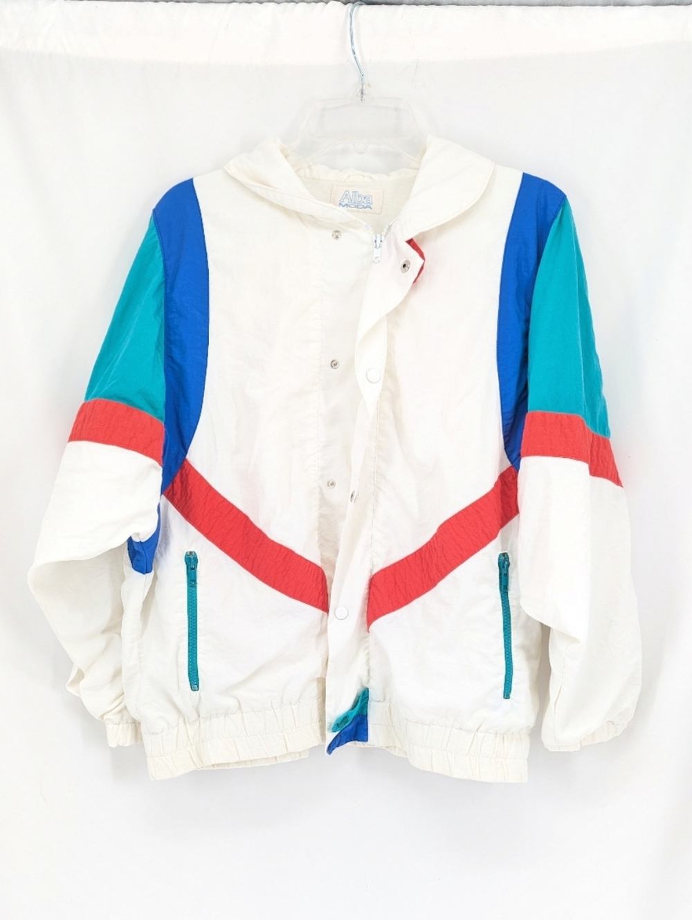 Vintage 80s Alba Moda White Windbreaker Jacket Size M/L Unisex Oversized